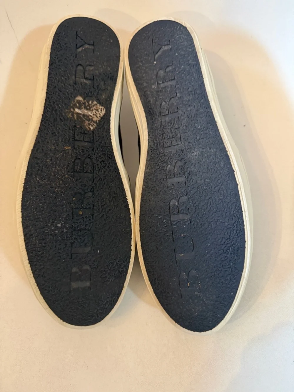 Burberry Women's Navy Slip-On Sneakers with Red Stripe 37.5 7.5 - Picture 11 of 12